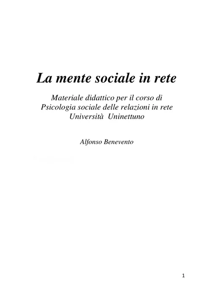 Pagina 1 dell’anteprima di La mente sociale in rete, volume 1